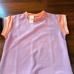 Simply Southern Lilac and Peach Short Sleeve Top with Pearl Neckline